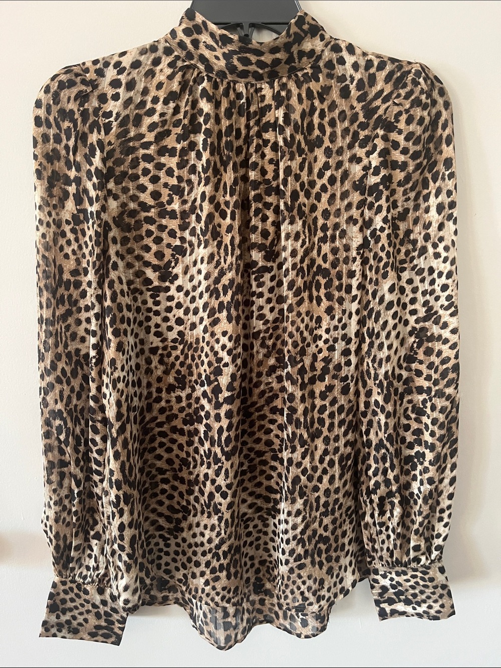 H&M Leopard Print Long Sleeve Blouse - Tan & Black